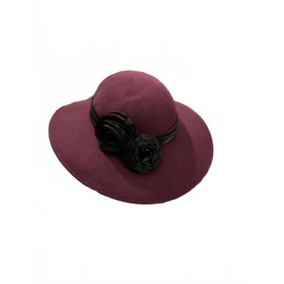 Jacqueline Ferrar Burgundy Wool Felt  Hat with Black Floral Band/Flower main image 7